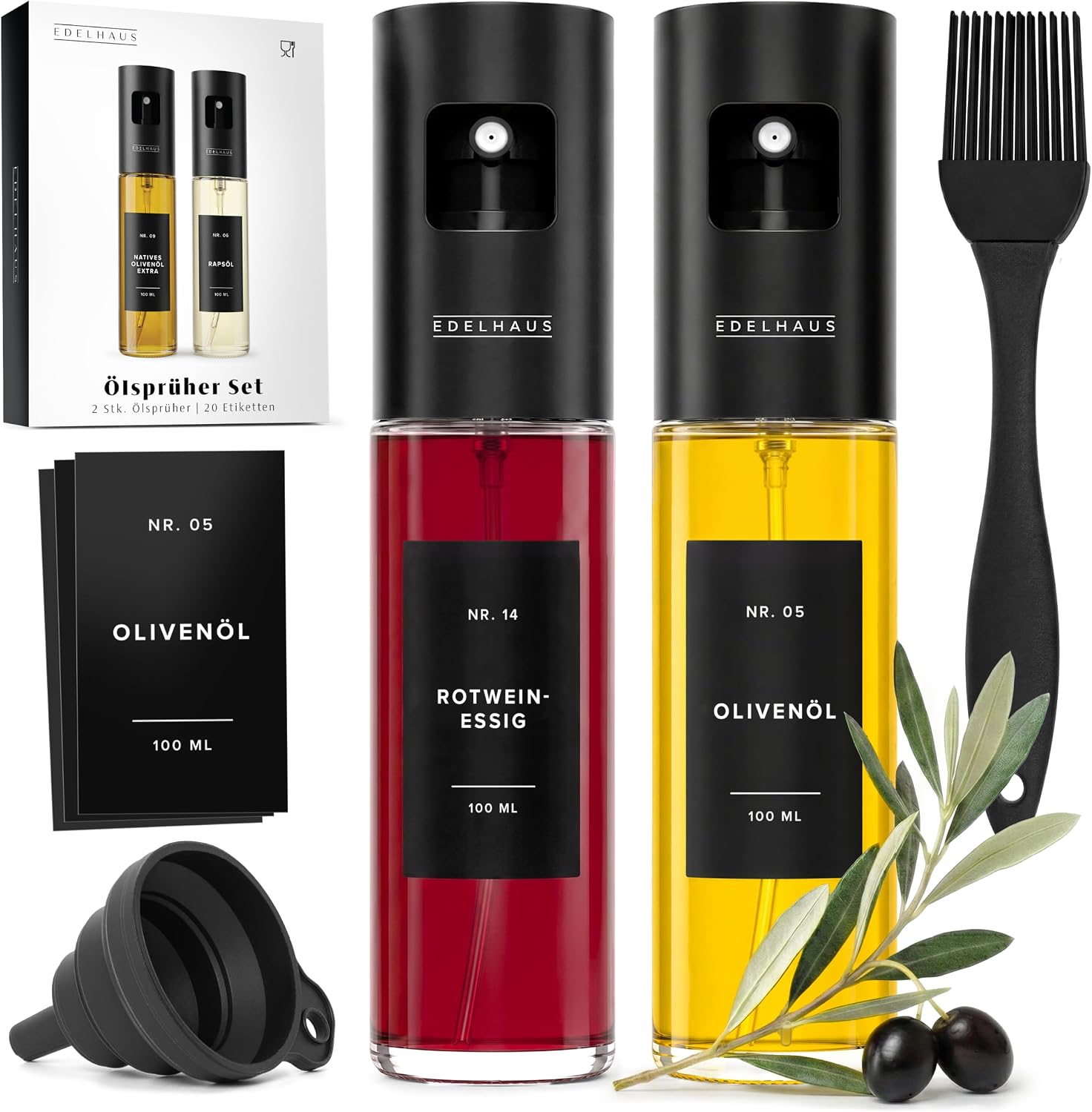 EDELHAUS Öl-Sprühflasche aus Edelstahl & Glas