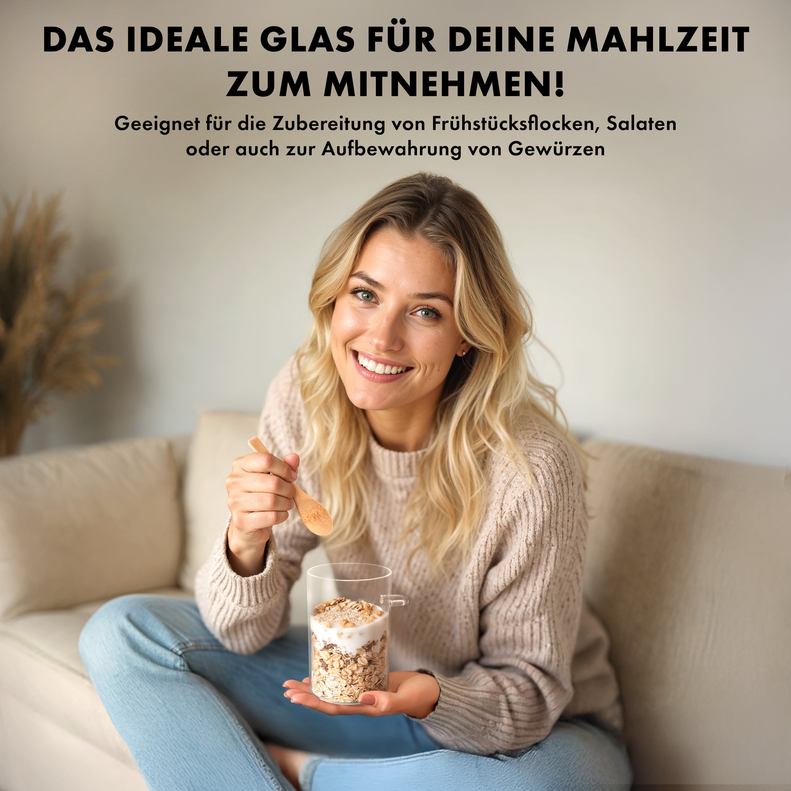 Overnight Oats Gläser mit Deckel, Etiketten & Löffeln (4 x 500ml)