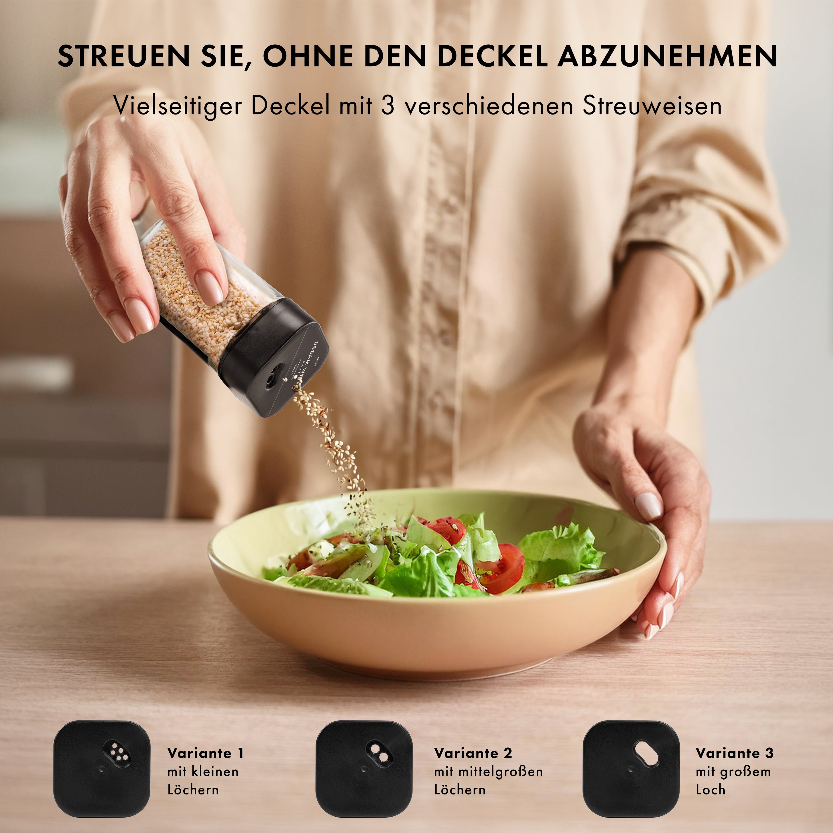 Gewürzgläser Eckig Set mit Streueinsatz (24 x 120ml)