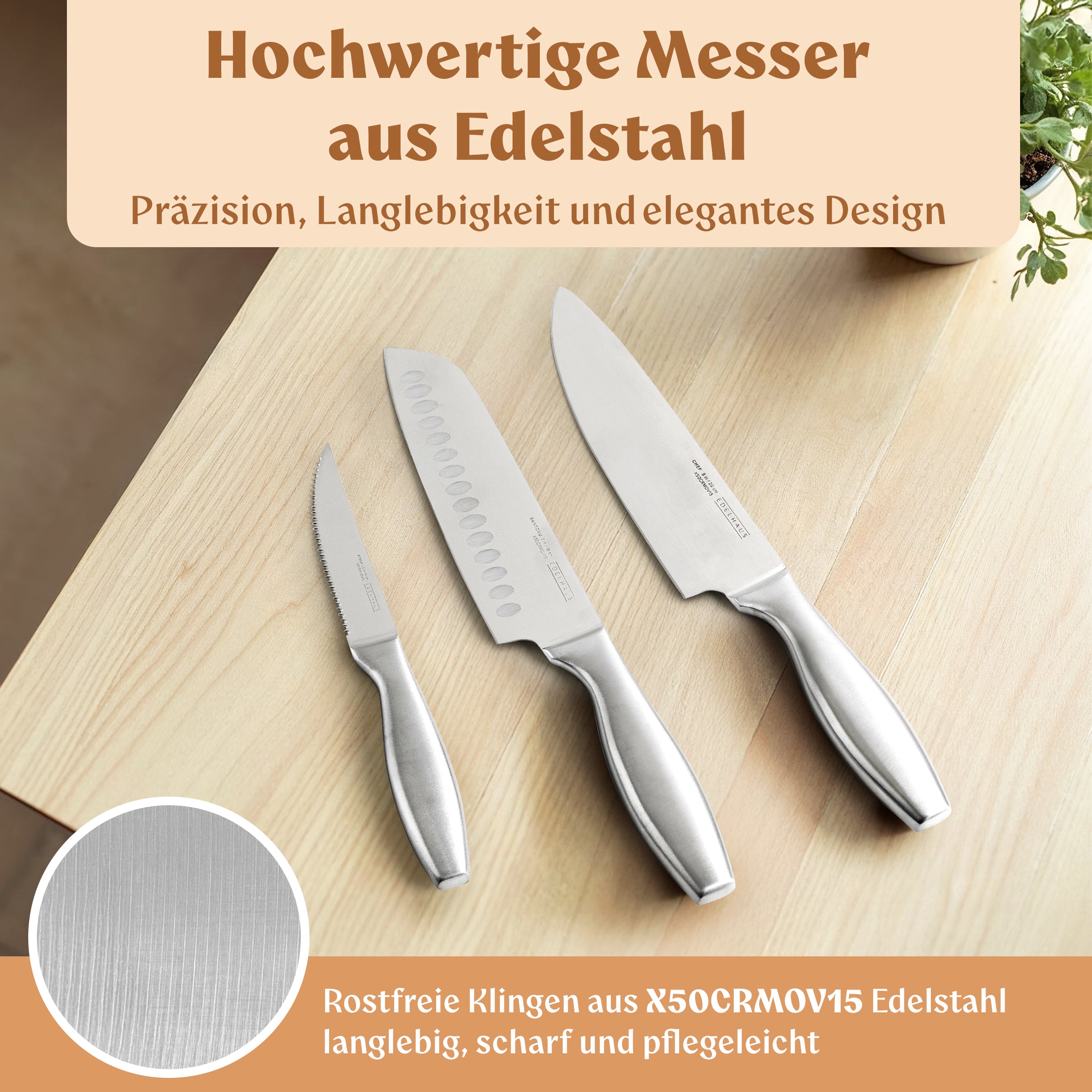 EDELHAUS Messerblock mit Messer 9-teilig