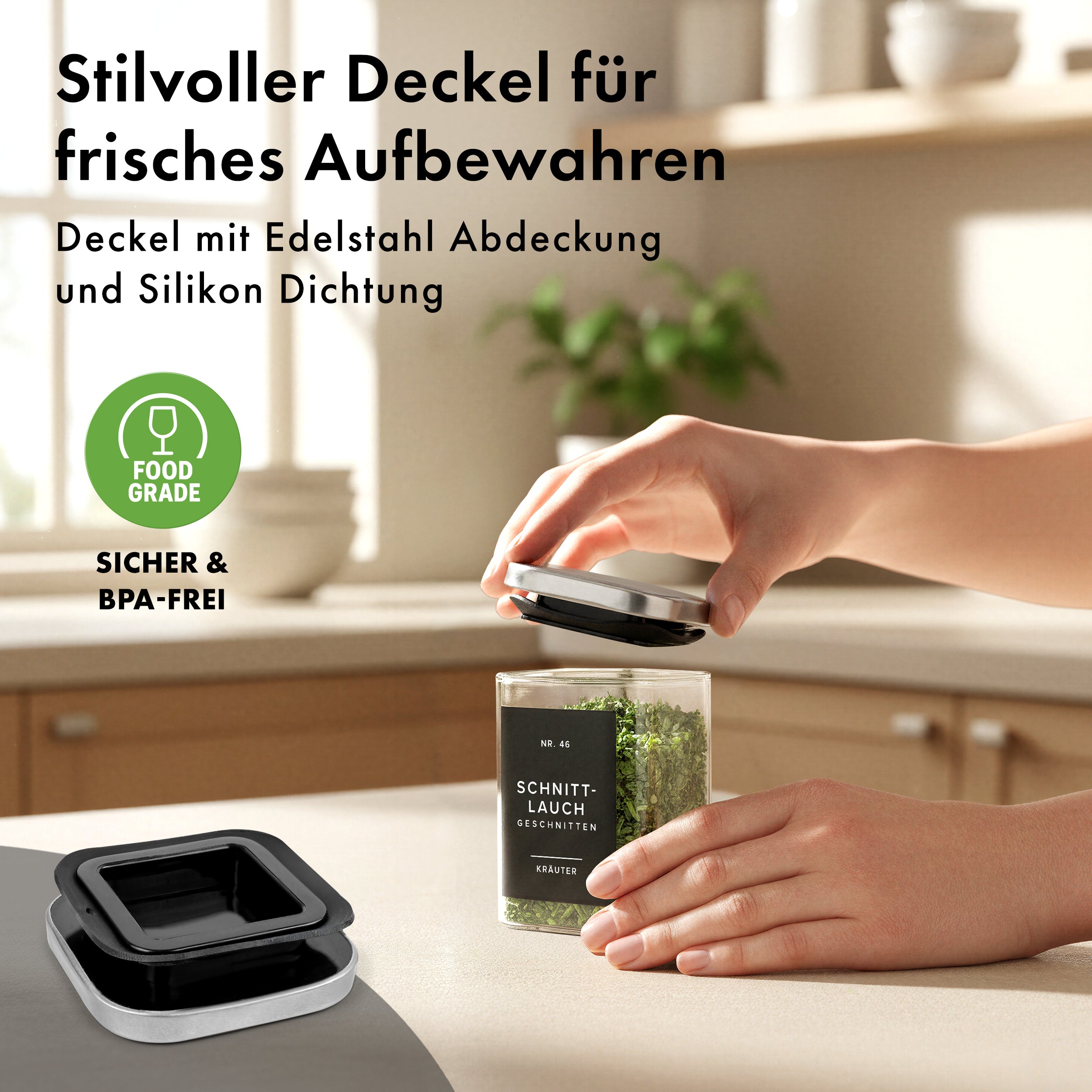 Edelstahldeckel Gewürzgläser 190ml (12 Stück) mit 160 Etiketten