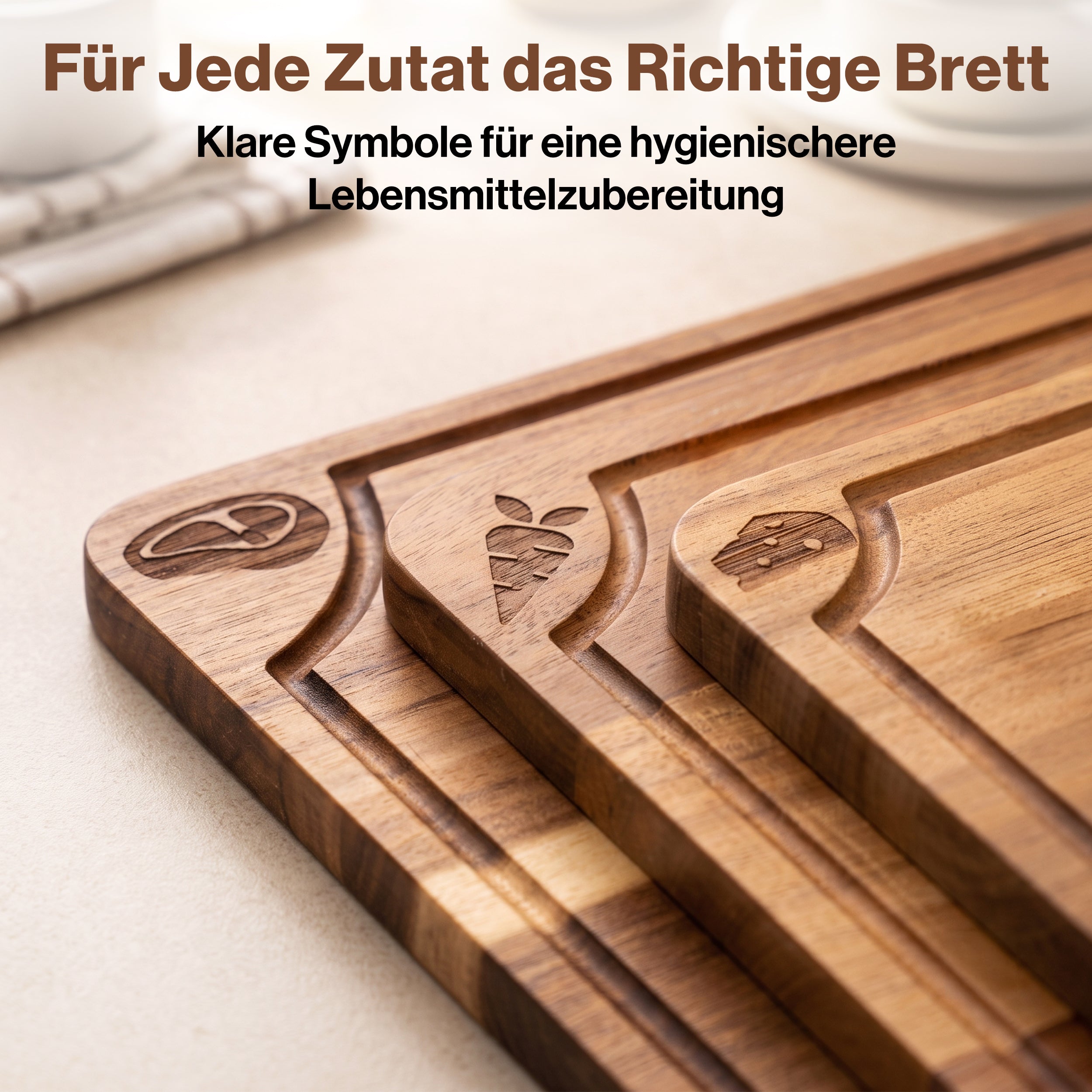 EDELHAUS Schneidebrett Set Akazie doppelseitig (3-teilig)