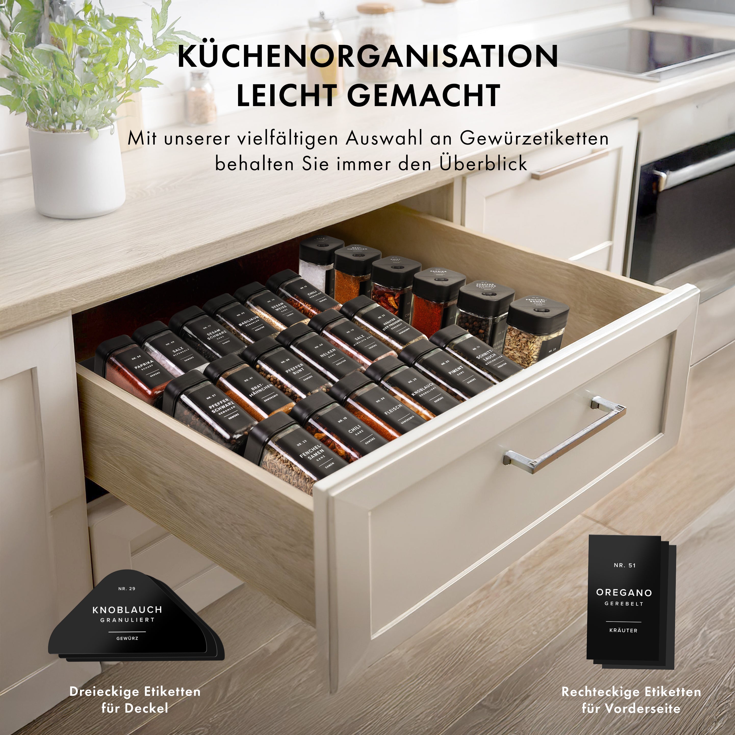 Gewürzgläser Eckig Set mit Streueinsatz (24 x 120ml)