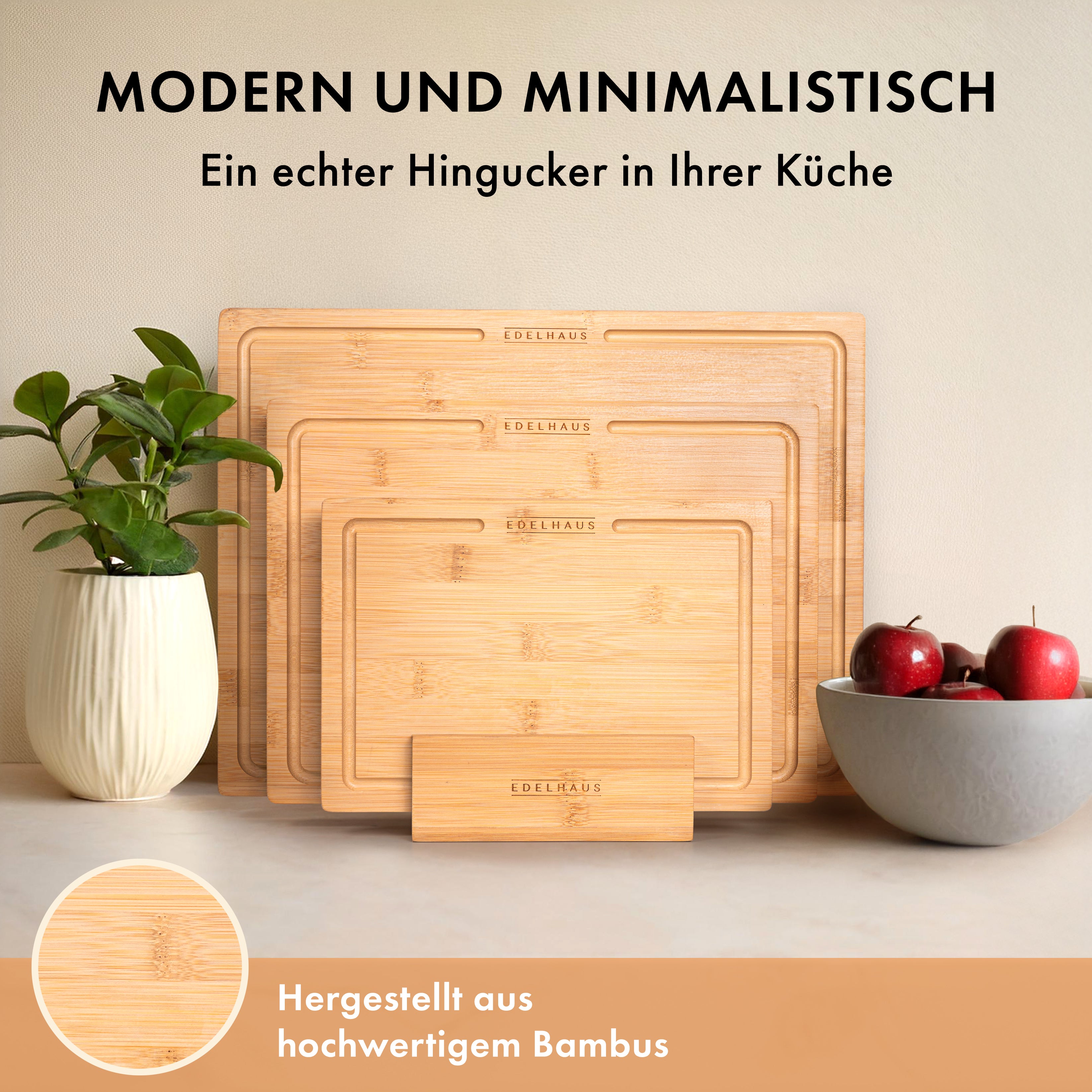 Bambus Schneidebrett 3er Set (40x30 / 33x24 / 26x18cm)