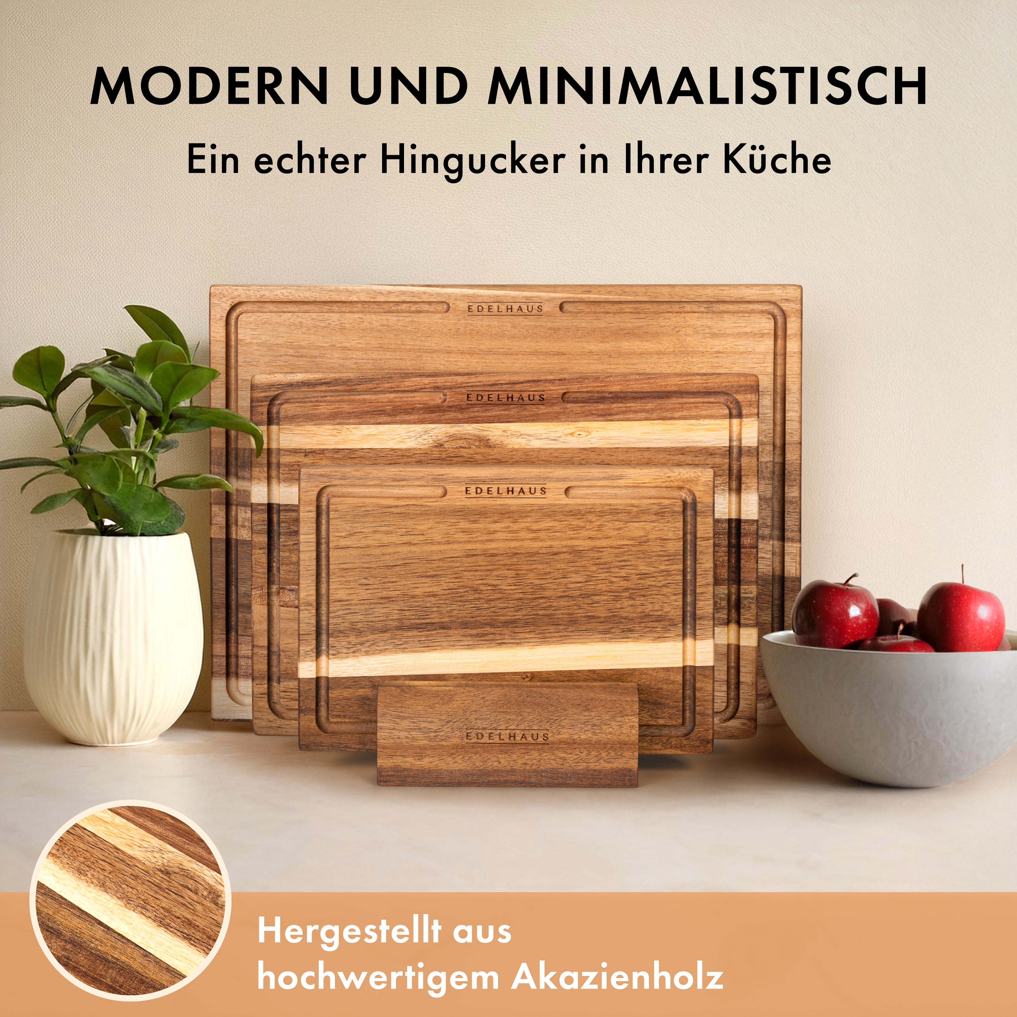 Akazien Schneidebrett 3er Set (40x30 / 33x24 / 26x18cm)