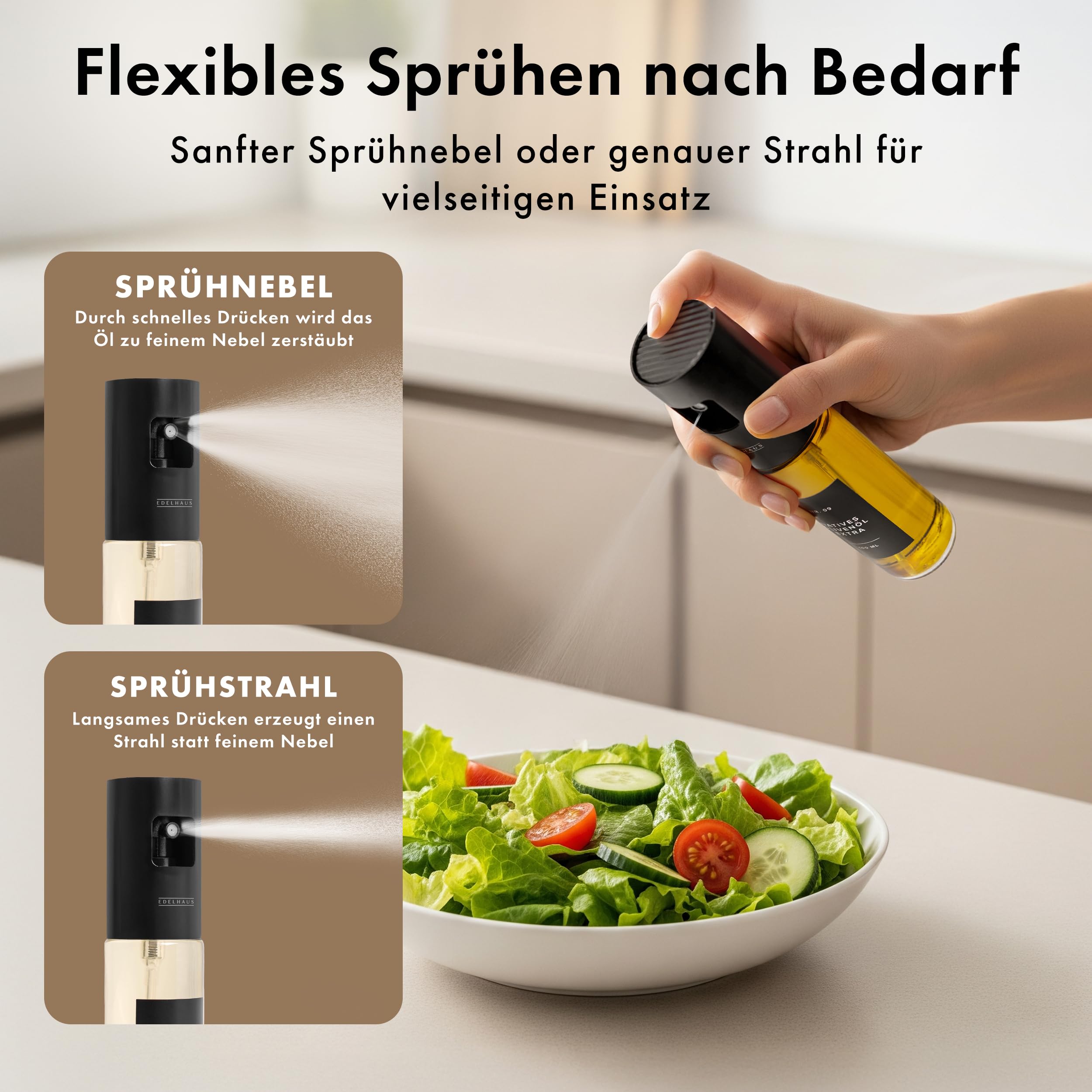 Ölsprüher 2er Set mit schwarzem Deckel – 3