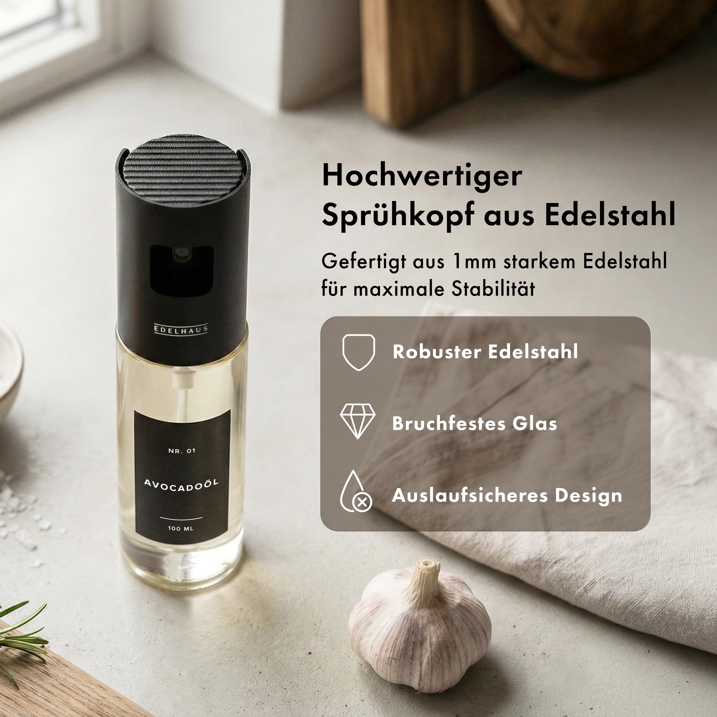 Ölsprüher 2er Set mit schwarzem Deckel – 6
