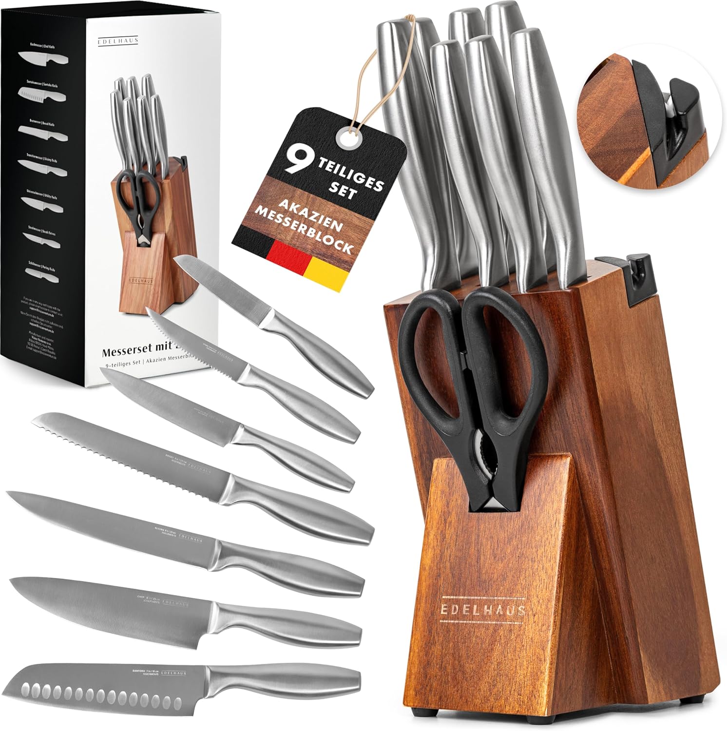 EDELHAUS Messerblock Set mit Messern (9-teilig)