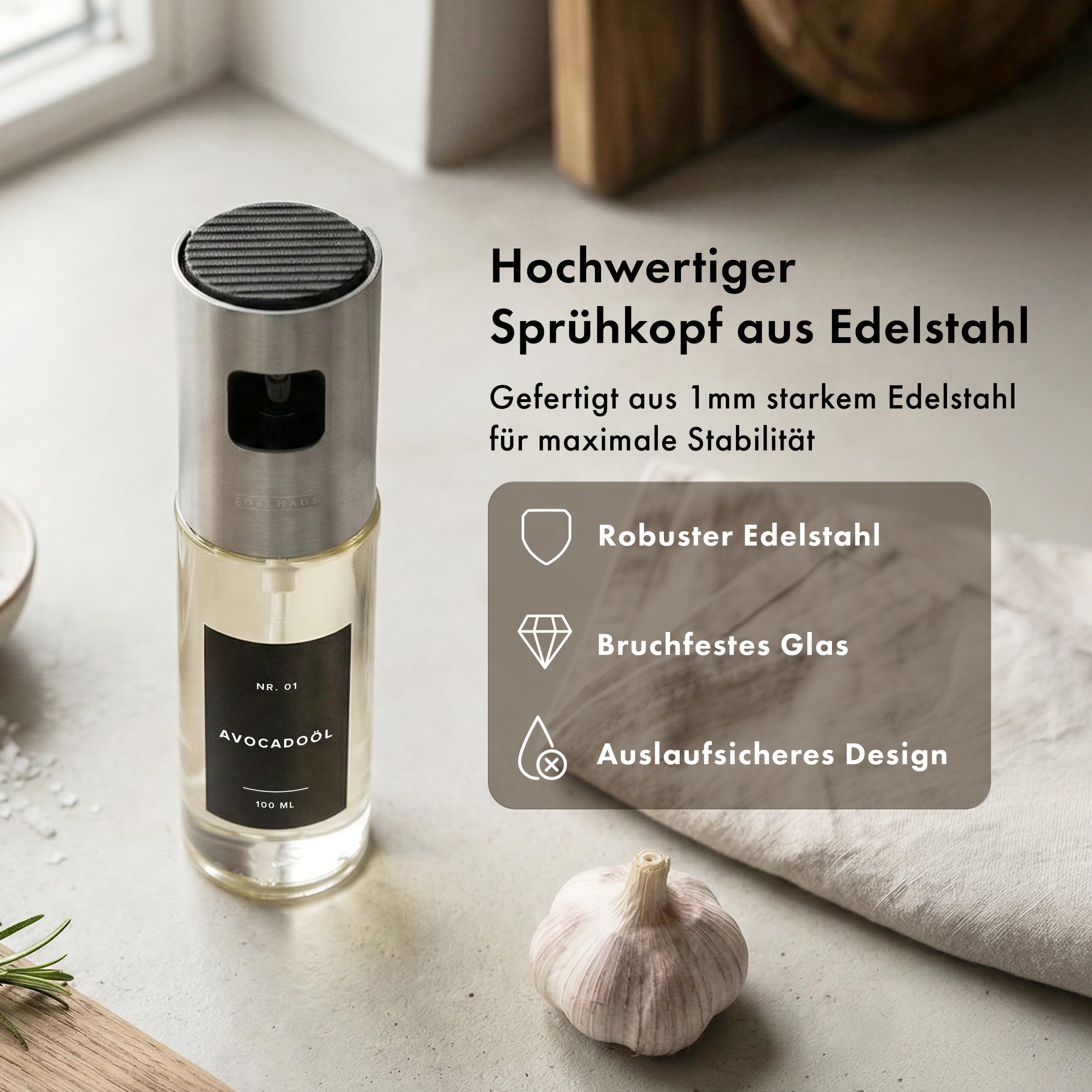 Ölsprüher 2er Set mit Edelstahldeckel – 6
