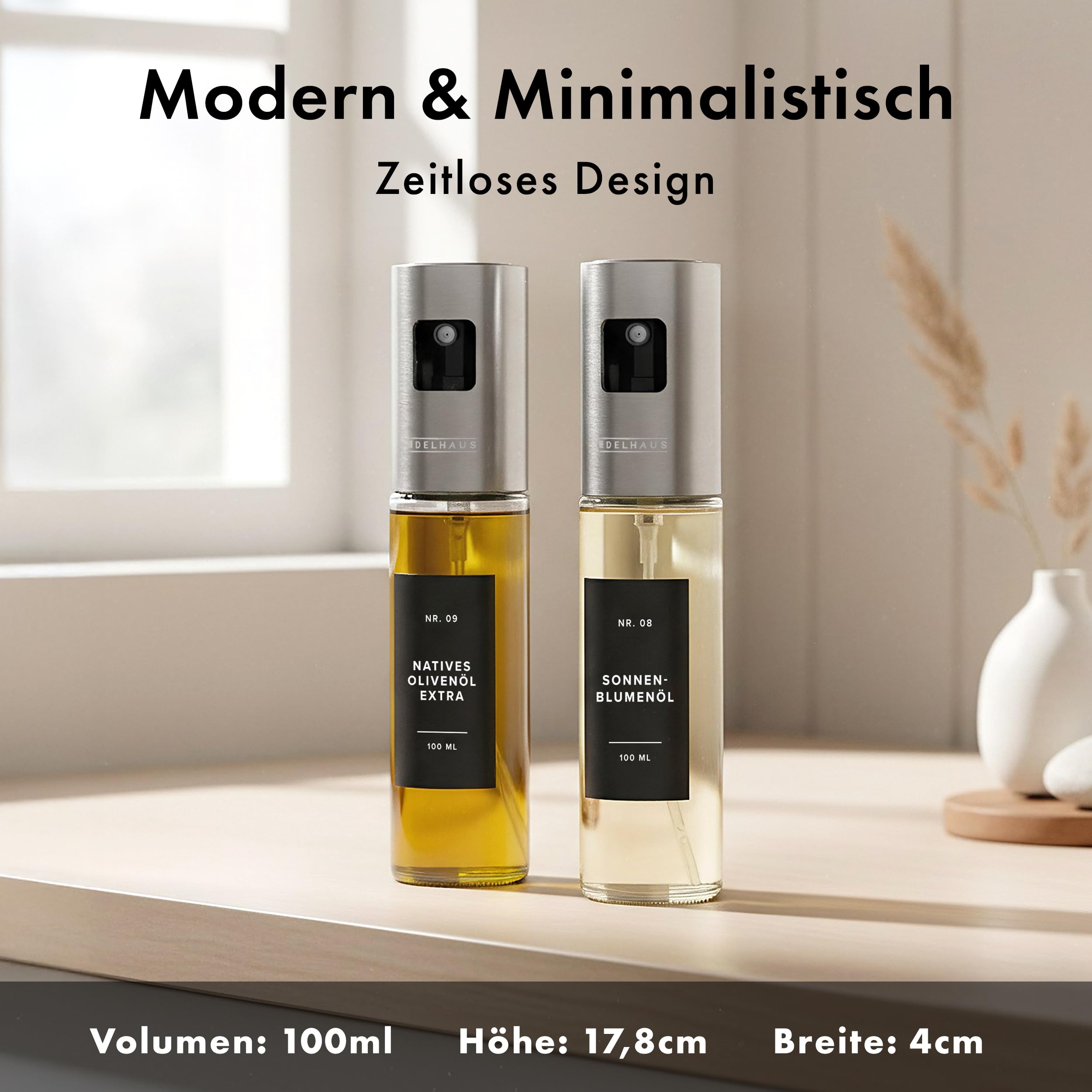 Ölsprüher 2er Set mit Edelstahldeckel – 1