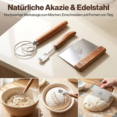 EDELHAUS Ovales Gärkörbchen Set zum Brotbacken (7-teilig)