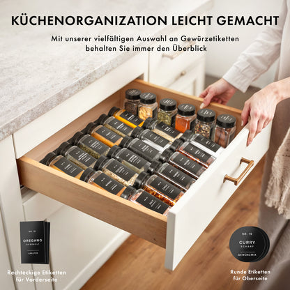 Gewürzgläser Set mit Edelstahldeckel  (24 Stück) mit 240 Aufklebern