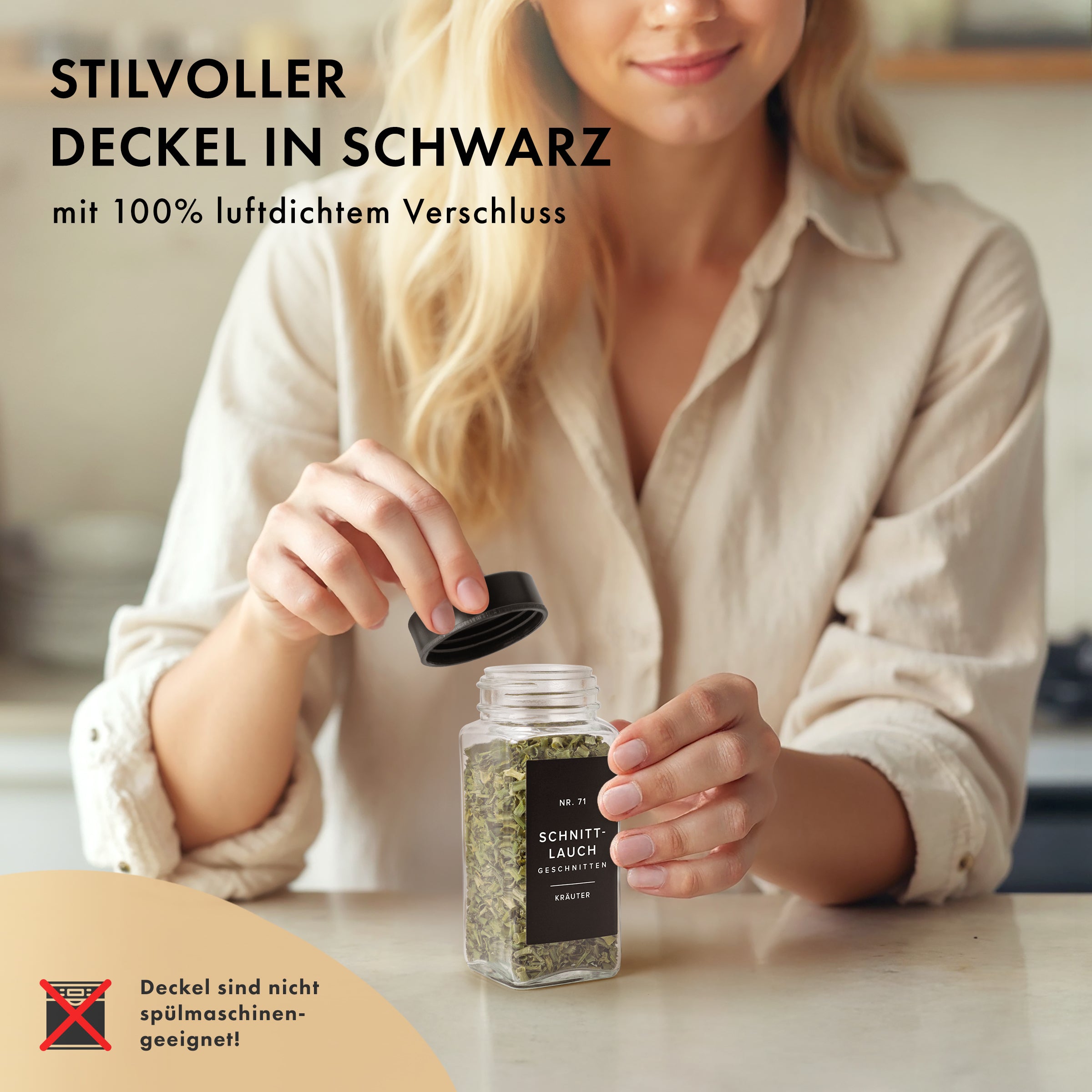 Gewürzgläser Set mit Edelstahldeckel  (24 Stück) mit 240 Aufklebern