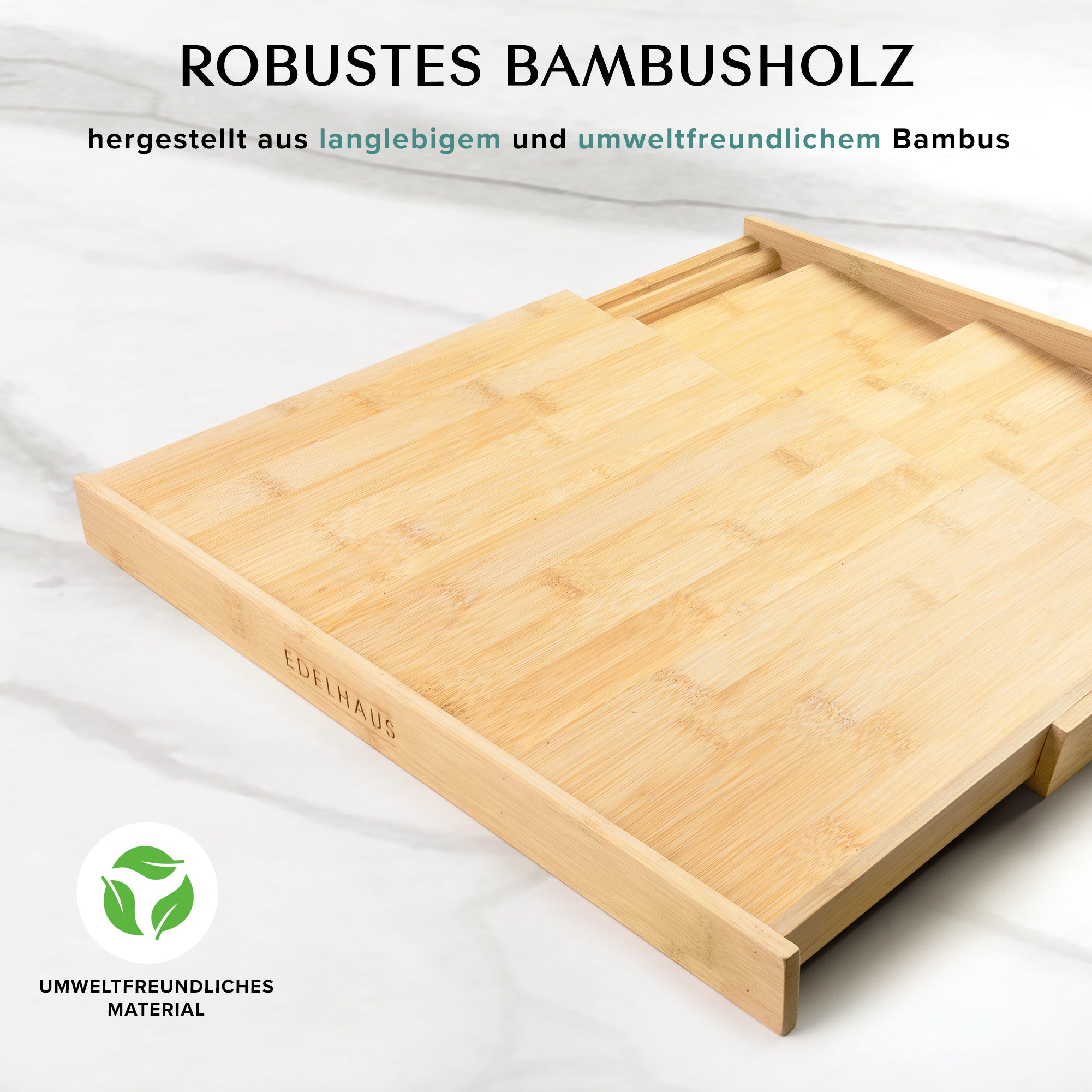 Bambus Gewürzregal Schublade - Ausziehbare 4 Reihen (30cm - 60cm breit)