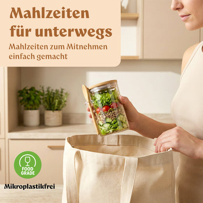 Overnight Oats Gläser mit Deckel, Etiketten & Löffeln (4 x 500ml)