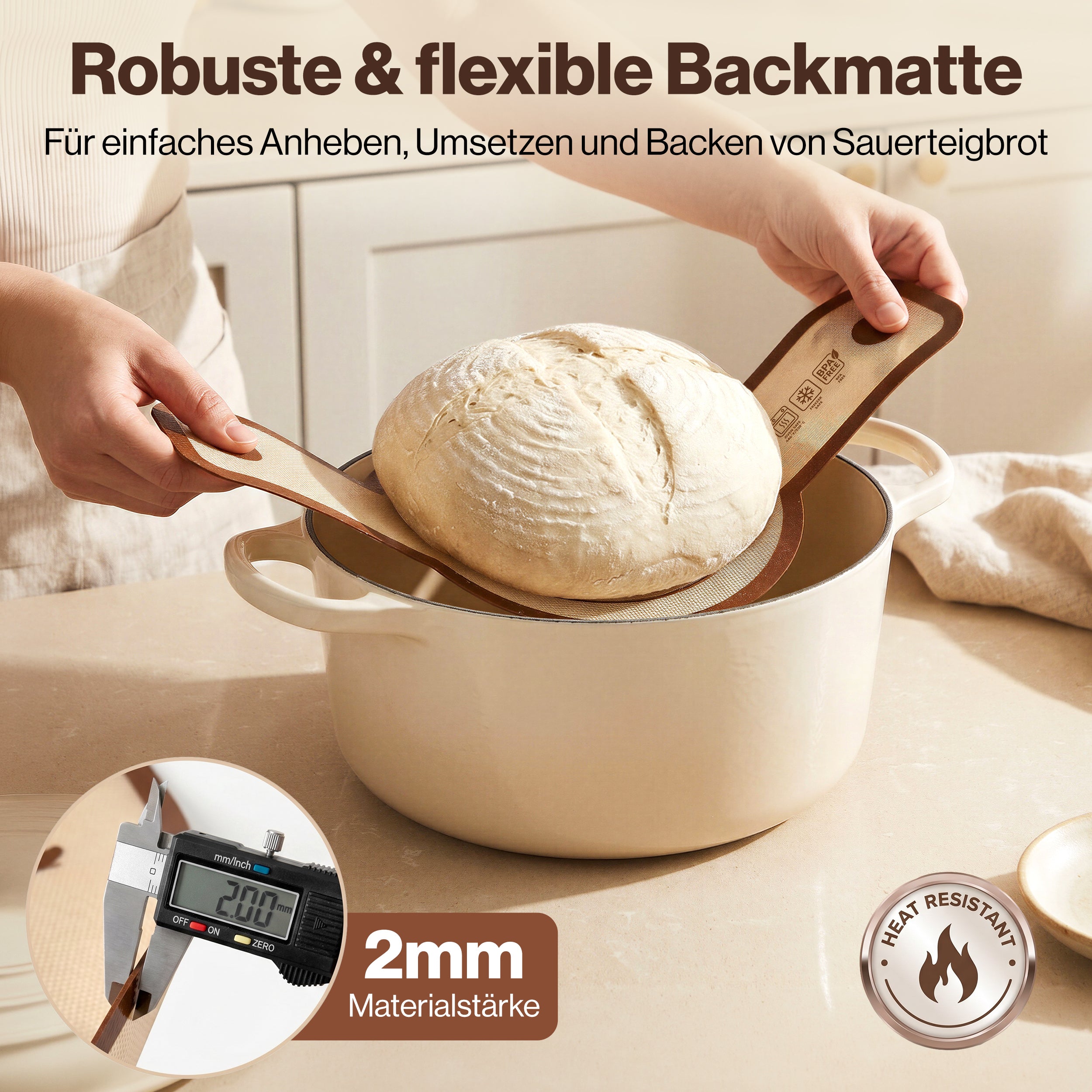 EDELHAUS Rundes Gärkörbchen Set zum Brotbacken (7-teilig)