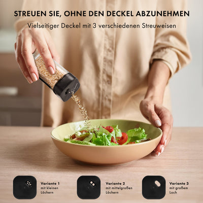 Gewürzgläser Eckig Set mit Streueinsatz (24 x 120ml)