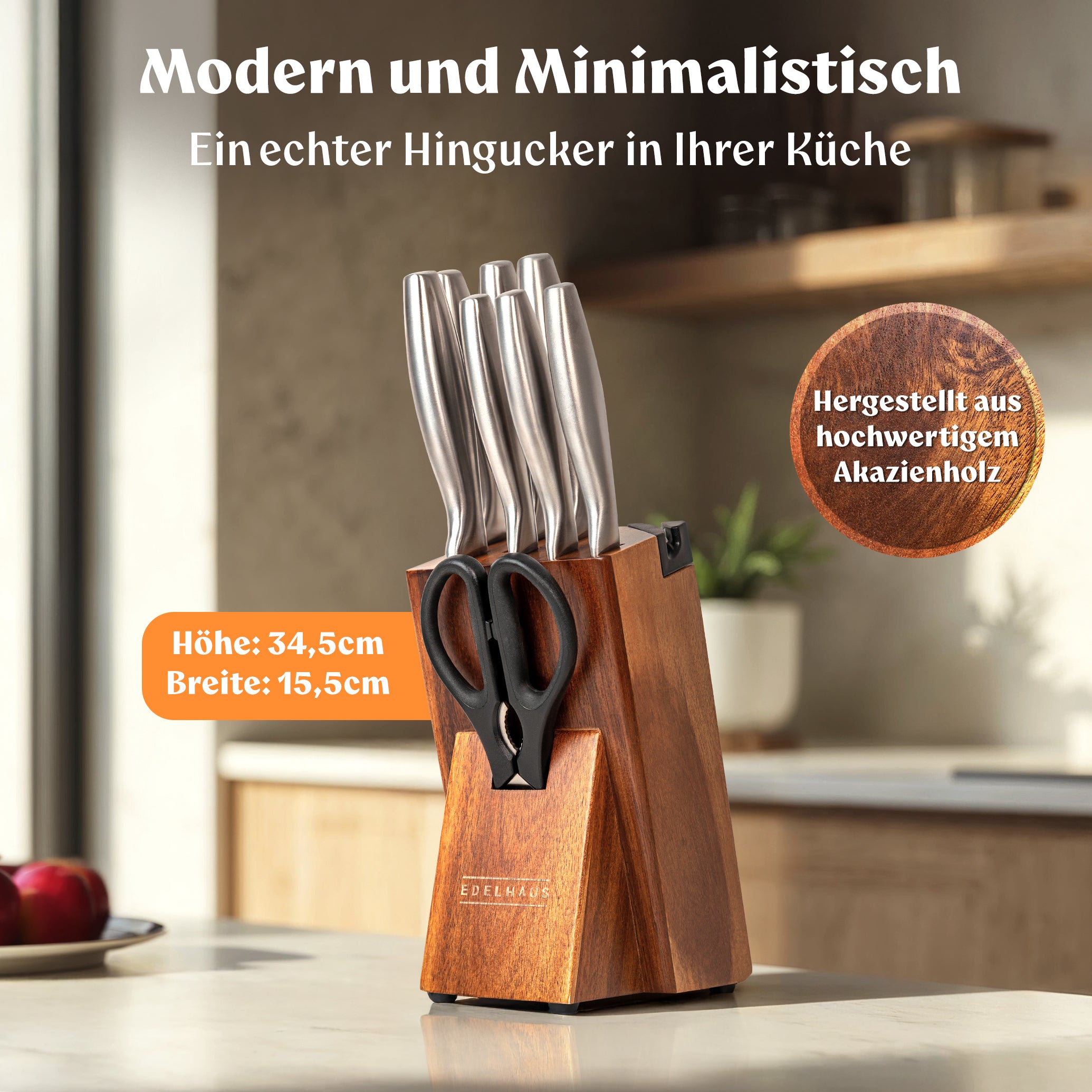 EDELHAUS Messerblock mit Messer 9-teilig