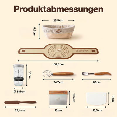 EDELHAUS Ovales Gärkörbchen Set zum Brotbacken (7-teilig)