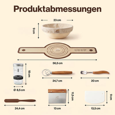 EDELHAUS Rundes Gärkörbchen Set zum Brotbacken (7-teilig)