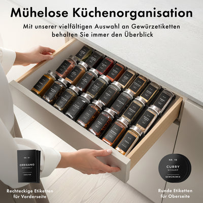 EDELHAUS  Gewürzgläser Set mit Edelstahldeckel  (24 Stück) mit 240 Schwarze Etiketten