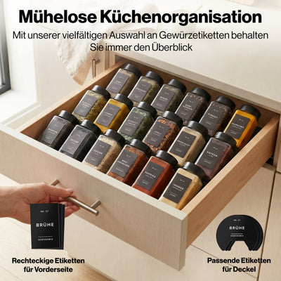 EDELHAUS Gewürzgläser Eckig Verstellbarerem Deckel Schwarz  (12 x 200 ml)