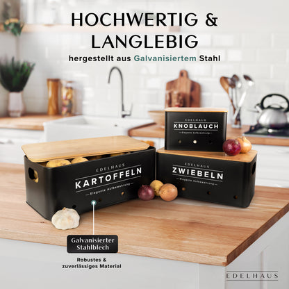 Kartoffel Aufbewahrungsbox [3er Set] für Kartoffeln, Zwiebel und Knoblauch