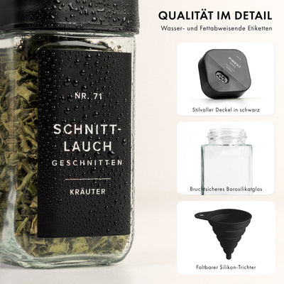 Gewürzgläser Eckig Set mit Streueinsatz (24 x 120ml)