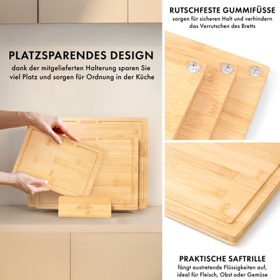 Bambus Schneidebrett 3er Set (40x30 / 33x24 / 26x18cm)