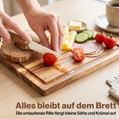 EDELHAUS Frühstücksbrettchen Akazie (5er Set, 23 × 16 cm)
