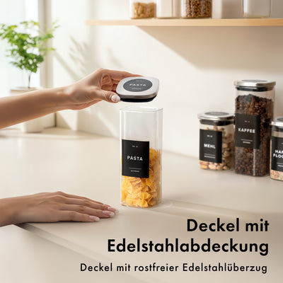 Vorratsgläser mit Deckel aus Edelstahl (4x 900ml, 8x 500ml) & 114 Vorratsetiketten