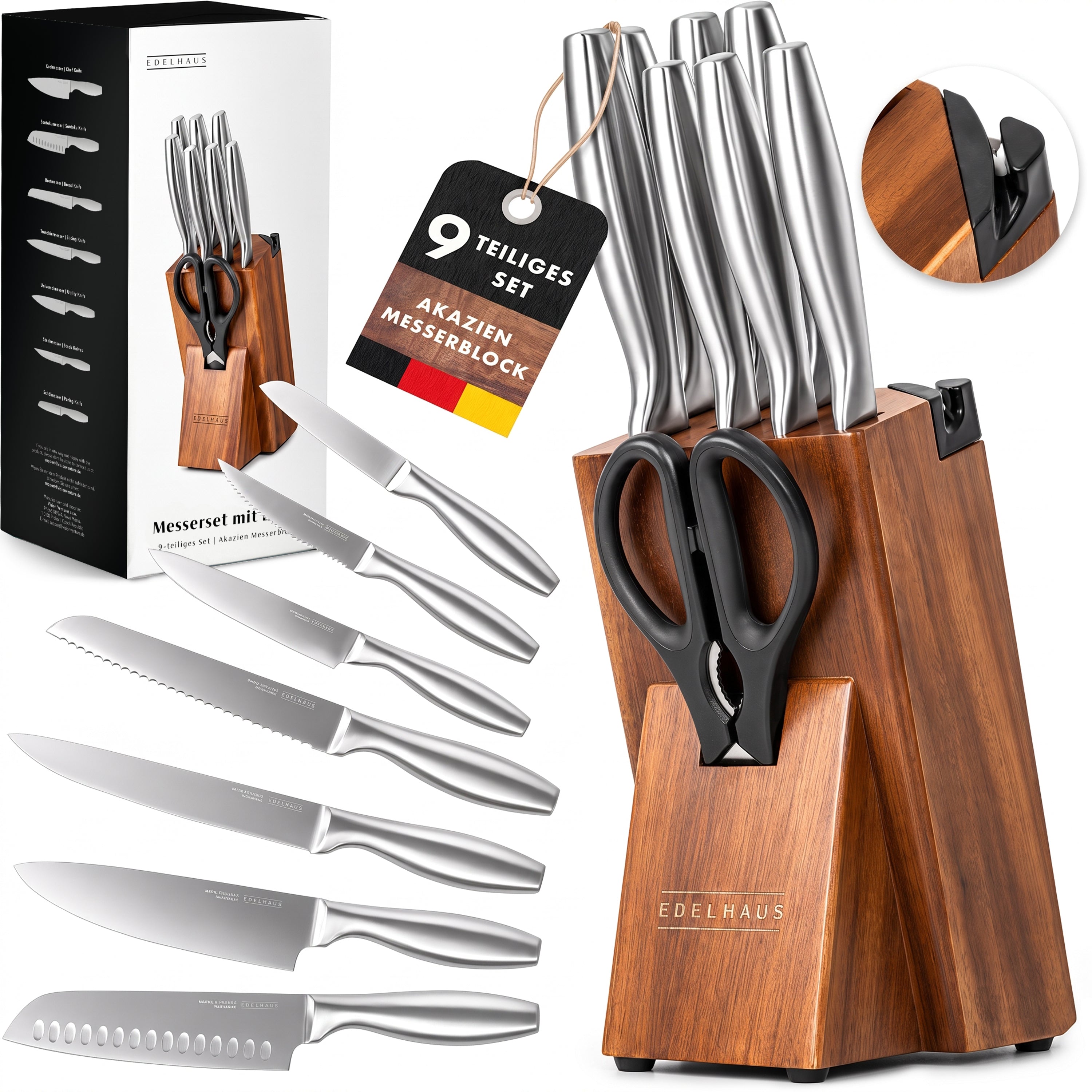 EDELHAUS Messerblock mit Messer 9-teilig