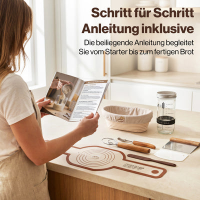 EDELHAUS Ovales Gärkörbchen Set zum Brotbacken (7-teilig)