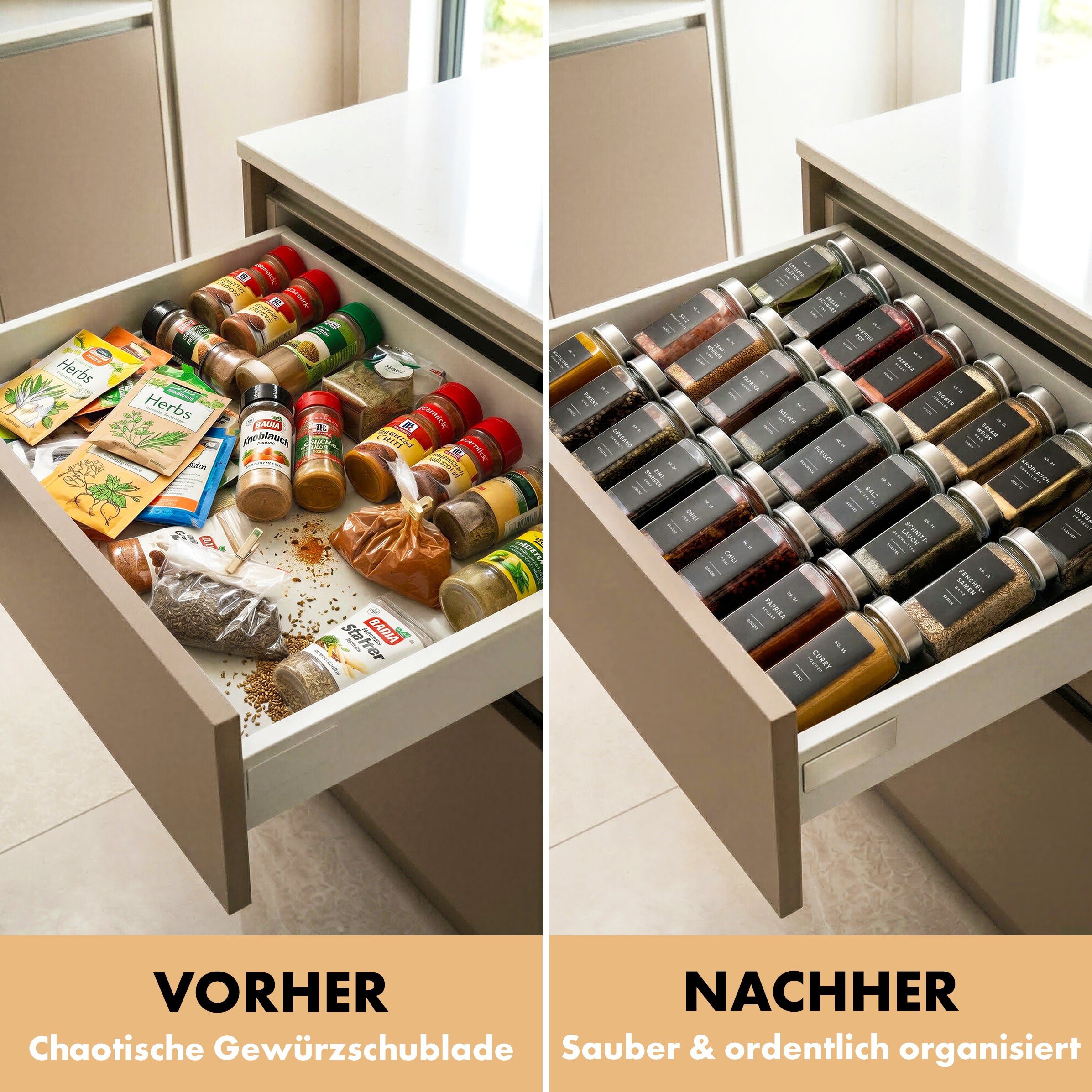 EDELHAUS  Gewürzgläser Set mit Edelstahldeckel  (24 Stück) mit 240 Schwarze Etiketten