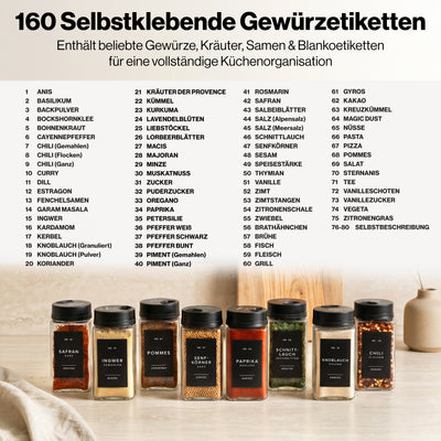 EDELHAUS Gewürzgläser Eckig Verstellbarerem Deckel Schwarz  (12 x 200 ml)