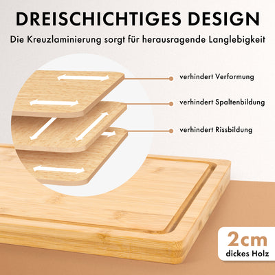 Bambus Schneidebrett 3er Set (40x30 / 33x24 / 26x18cm)