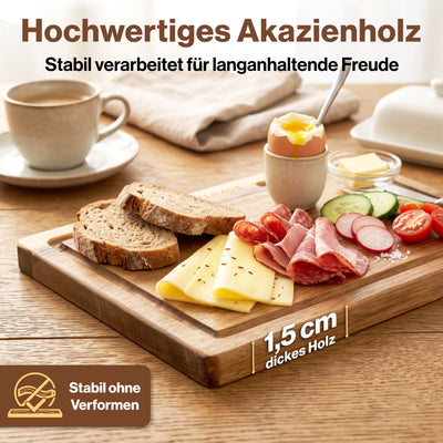 EDELHAUS Frühstücksbrettchen Akazie (5er Set, 23 × 16 cm)