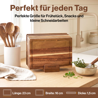EDELHAUS Frühstücksbrettchen Akazie (5er Set, 23 × 16 cm)
