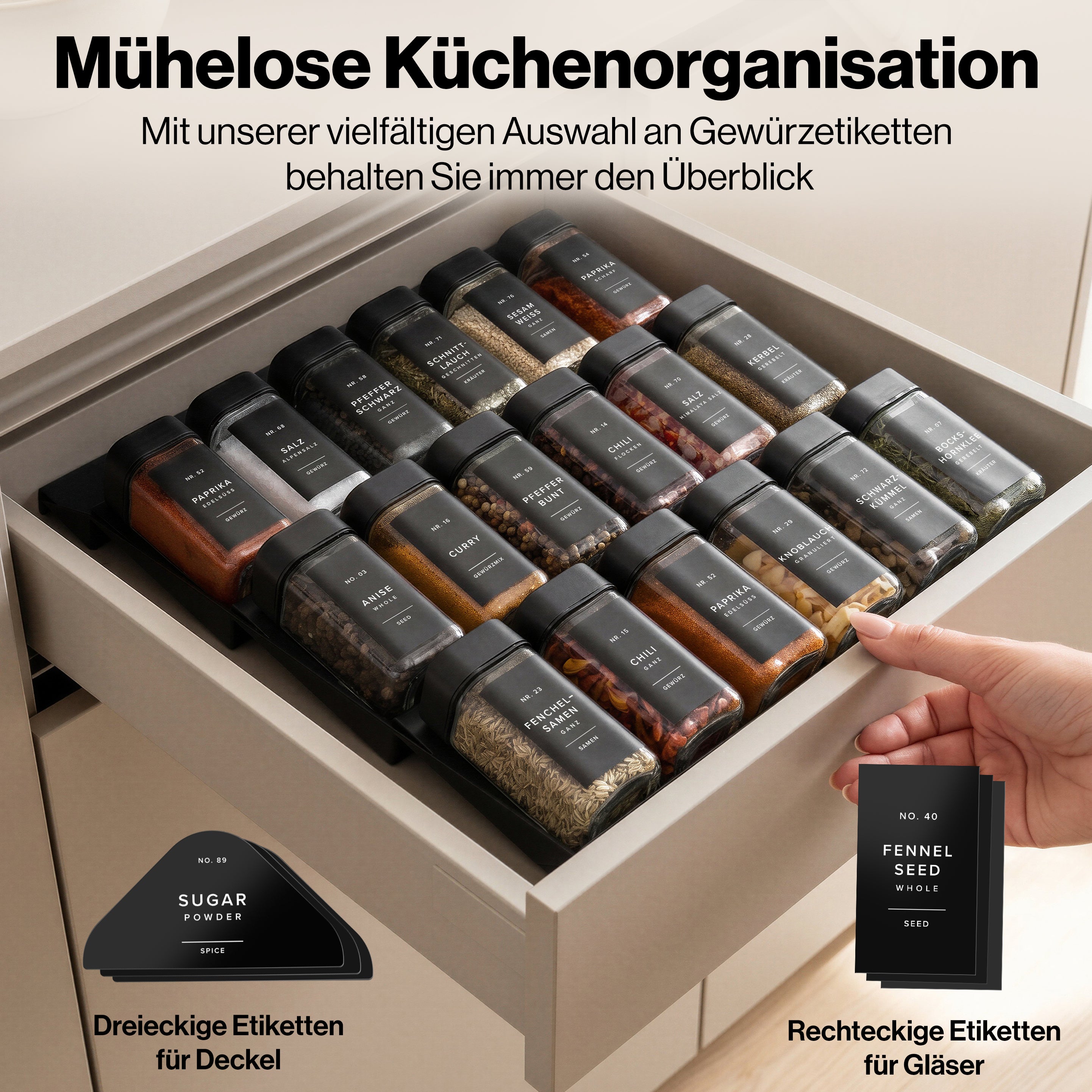 EDELHAUS Gewürzgläser Eckig Set mit verstellbarem Deckel (24 x 120ml)