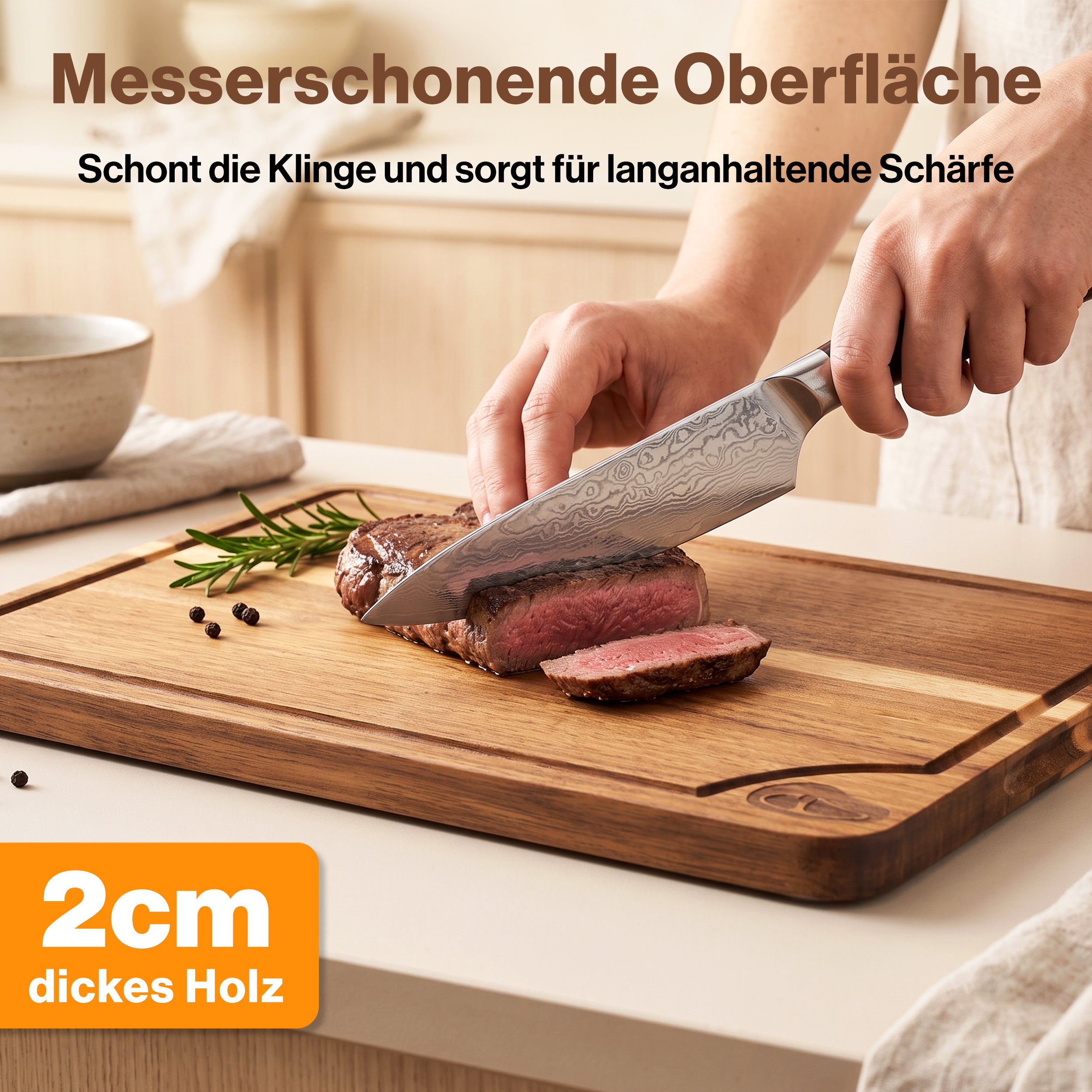 EDELHAUS Schneidebrett Set Akazie doppelseitig (3-teilig)