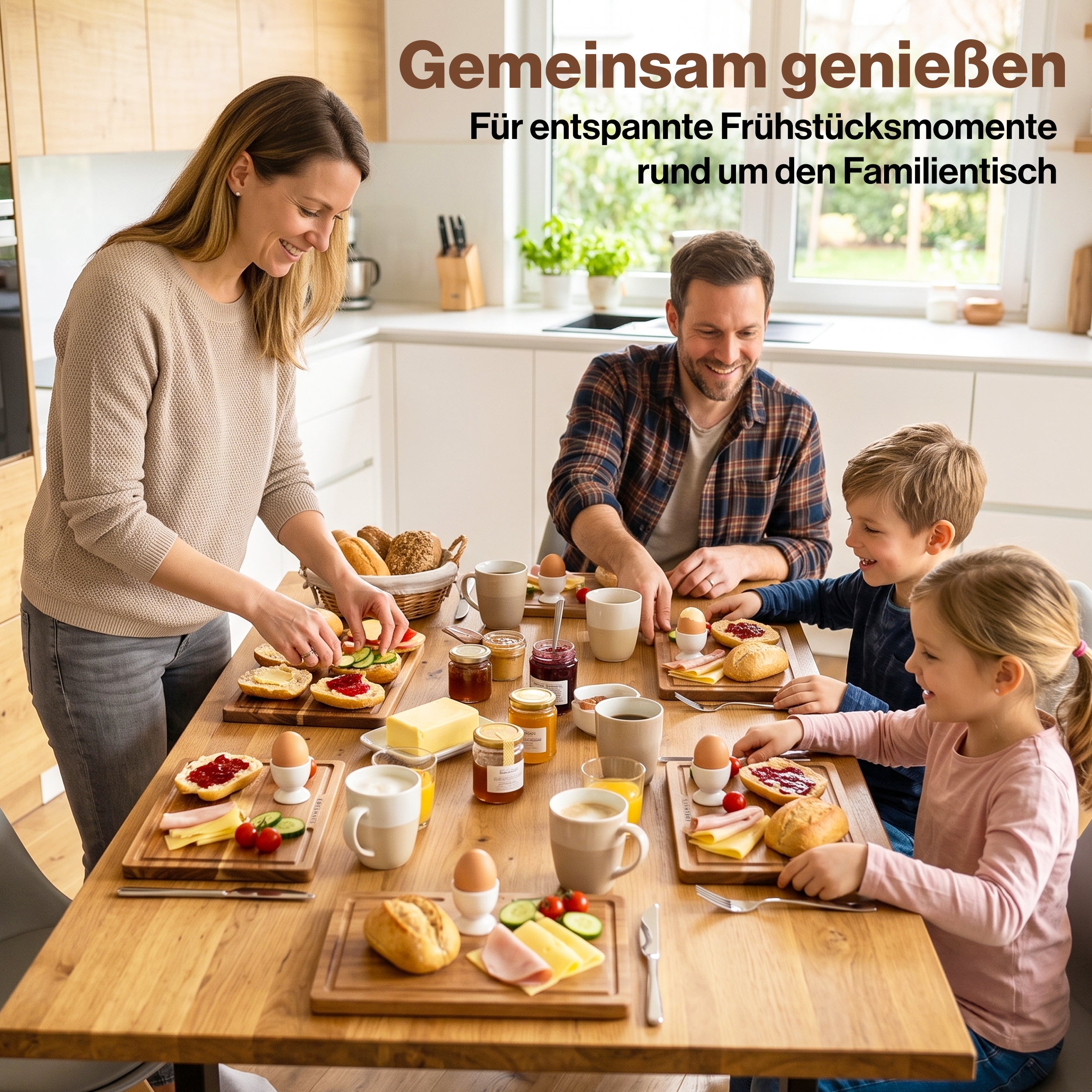 EDELHAUS Frühstücksbrettchen Akazie (5er Set, 23 × 16 cm)