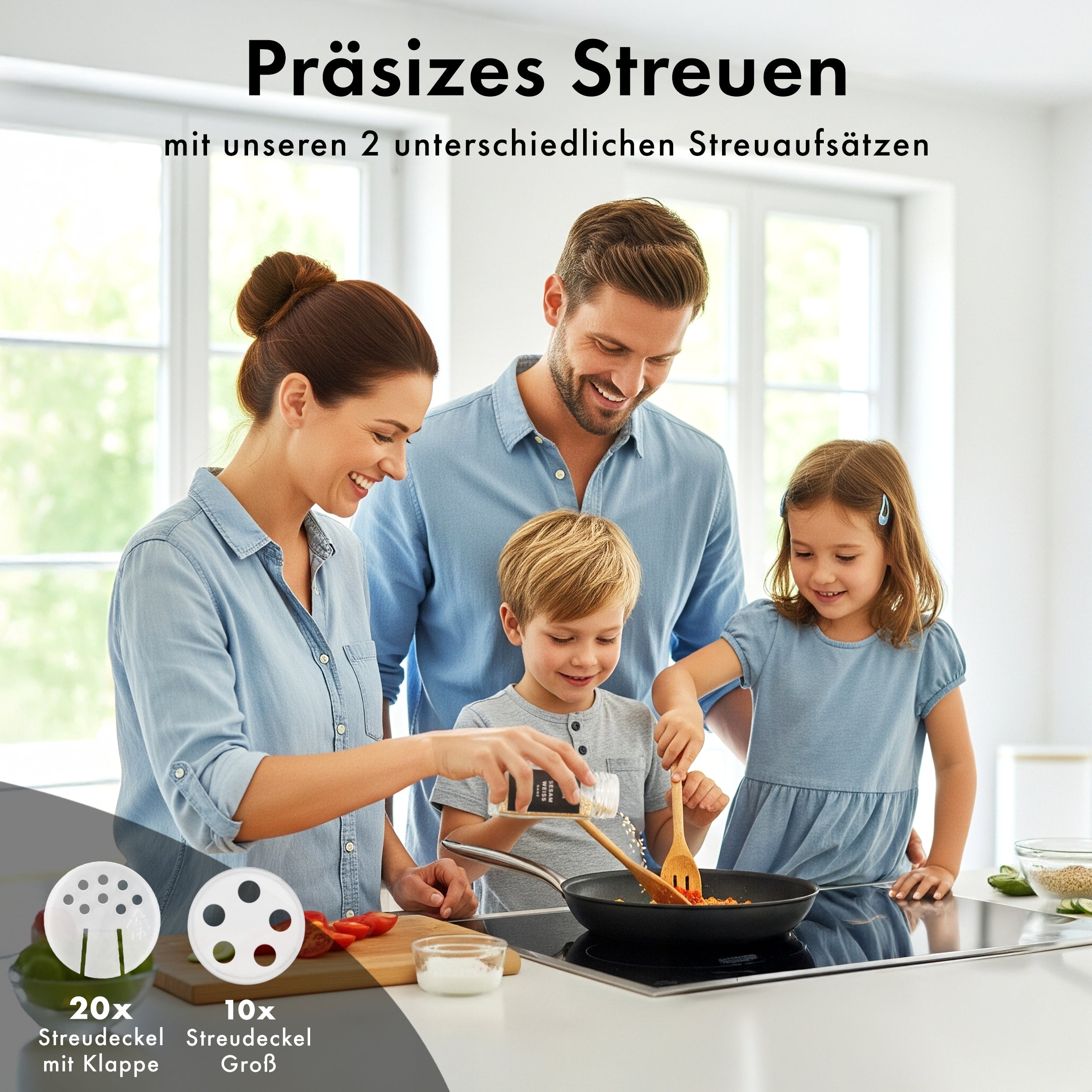 EDELHAUS  Gewürzgläser Set mit Edelstahldeckel  (24 Stück) mit 240 Schwarze Etiketten