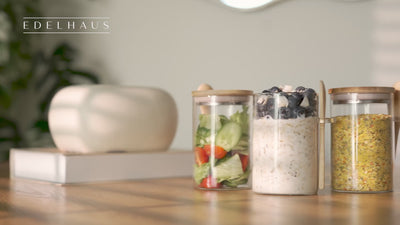 Overnight Oats Gläser mit Deckel, Etiketten & Löffeln (4 x 500ml)